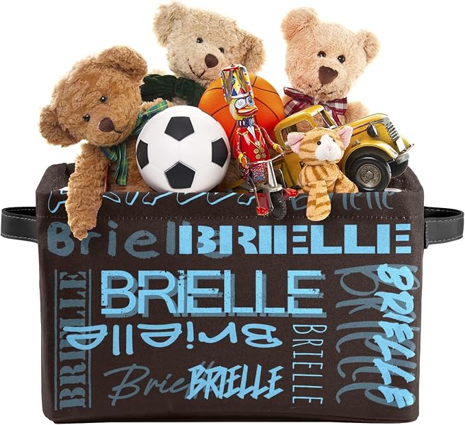 Personalized Storage Bins with Name Custom Kids Storage Basket Cubes Organizer with Handles for Organizing Boys and Girls Toys Shelf Closet Nursery Baskets Boxes, 1 Pack
