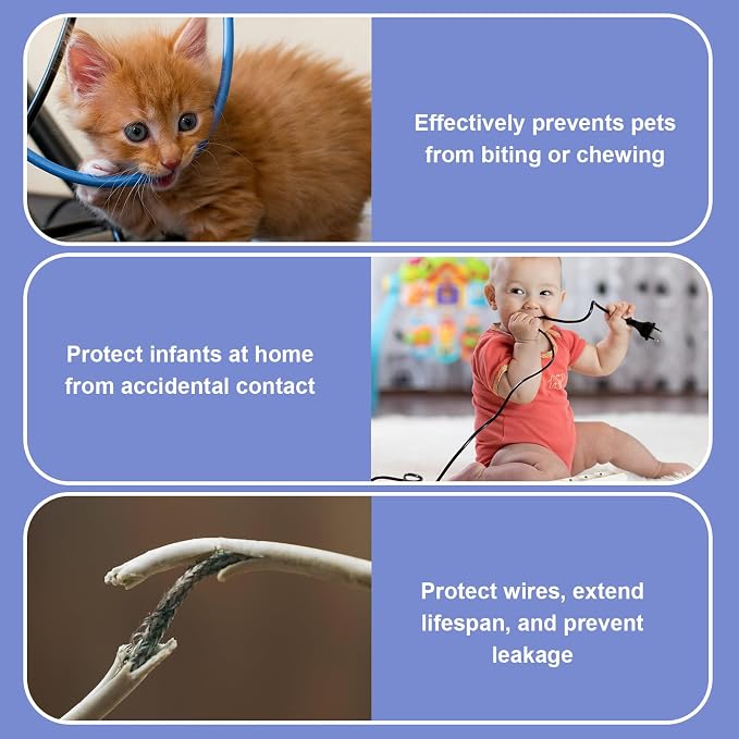 Pangda 30 ft Cord Protector for Dogs and Cats, 2 mm Thick 1/2 Inch, Clear