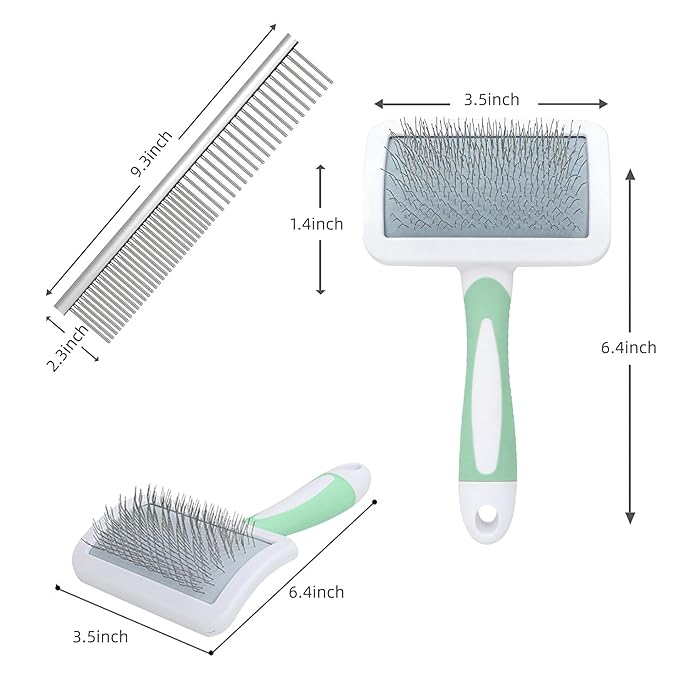 Slicker Brush for Dogs & Pet Comb,Grooming Brush for Thick,Fluffy,Shedding Fur on Dogs and Cats Soft,Gentle Pins for Grooming