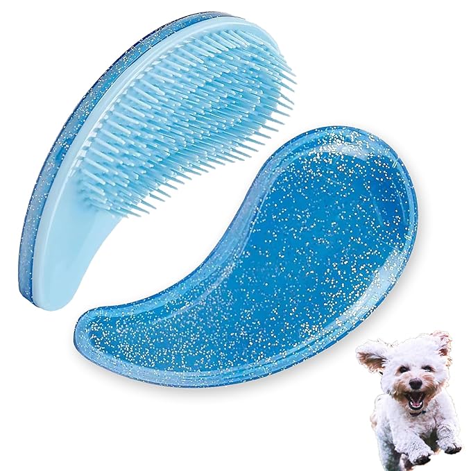 Small Dog Brush, Soft Pet Grooming Brush for Shih Tzus, Yorkies, Maltipoos, Maltese, Puppy Massaging Hair Brush, Cat Brush, for Small Animals Rabbits of All Hair Types (Starry Sky Blue)
