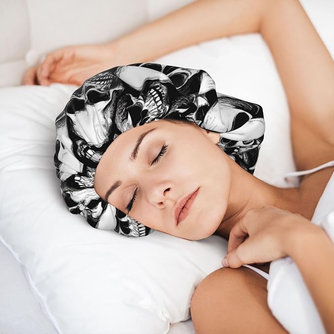 Adjustable Silk Satin Night Cap Women's Men's Sleep Cap