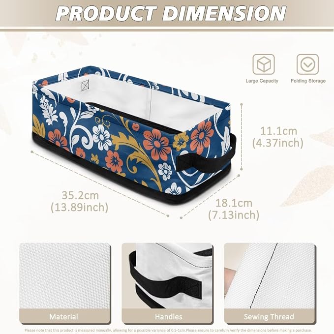 Blue Flower Print Toilet Paper Storage Basket Small Bathroom Baskets for Organizing Countertop Toilet Tank Topper Paper Basket Home Bedroom Nursery Living Room