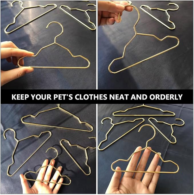 NUOBESTY 4pcs Iron Pet Clothes Hangers Set for Dog and Cat Apparel Lightweight and Sturdy Hanging Rack Organizer for Pet Clothes to Store and Display Random Color