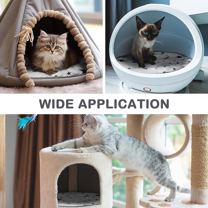 4 Pack Self Warming Cat Bed Self Heating Cat Mat Star Pattern Soft Dog Crate Pad Thermal Pet Mat Anti Slip Kennel Dog Washable Warming Bed for Outdoor Indoor(15.7 Inch,Gray)