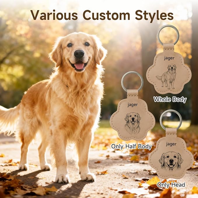 Personalized Pet Memorial Gifts for Dogs - Custom Name Paw-Shaped Leather Keychain, Refillable Keepsake for Bag or Key