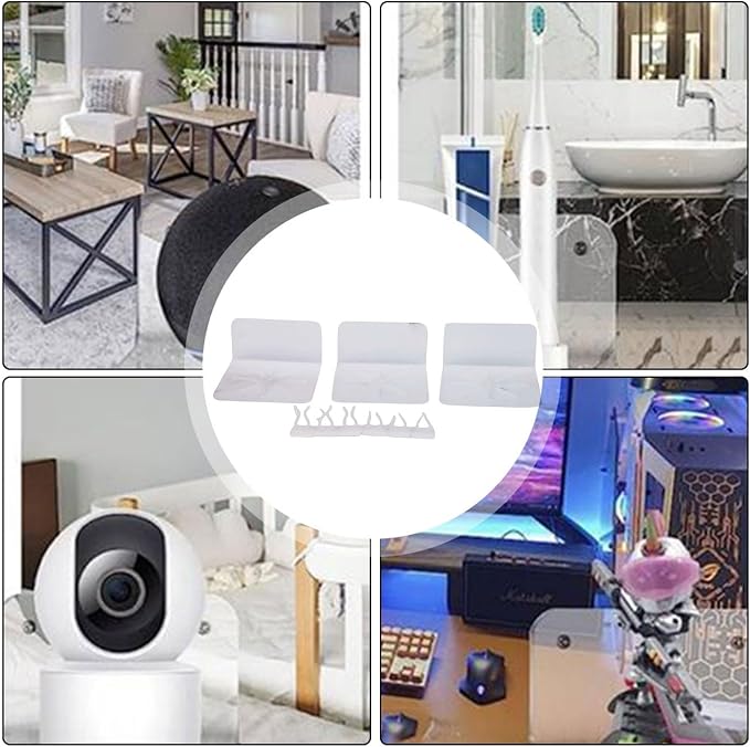 3-Pack Floating Shelf Wall Mount for Baby Monitor Security Camera Smart Speaker, Transparent Surveillance Bracket with Cable Management for Home Office Nursery