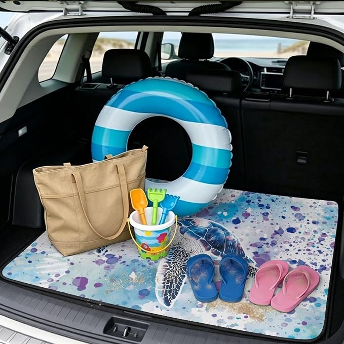 Blue Turtle Car Trunk Mat 29" x 39" Universal Camping Cargo Liner Dustproof PicnicTrunk Protective Mat Cargo Liners for Families/Travel Enthusiasts