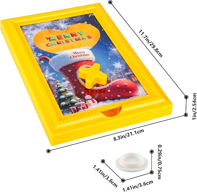 Candy Dispenser Picture Frame, Wall-Mount & Tabletop Gumball Machine with Multiple Designs for Candy, Nuts, Treats, Interactive Home and Office Decor (Christmas Boots, Blue)