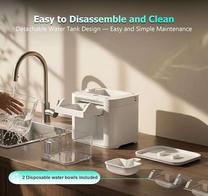 Cat Water Fountain, Wastewater Separation & No Filter Cotton, Pet Water Dispenser with 4000mAh 4L Large Capacity Tank, Wireless Automatic Water Fountains for Cats Indoor Cat Watering Supplies