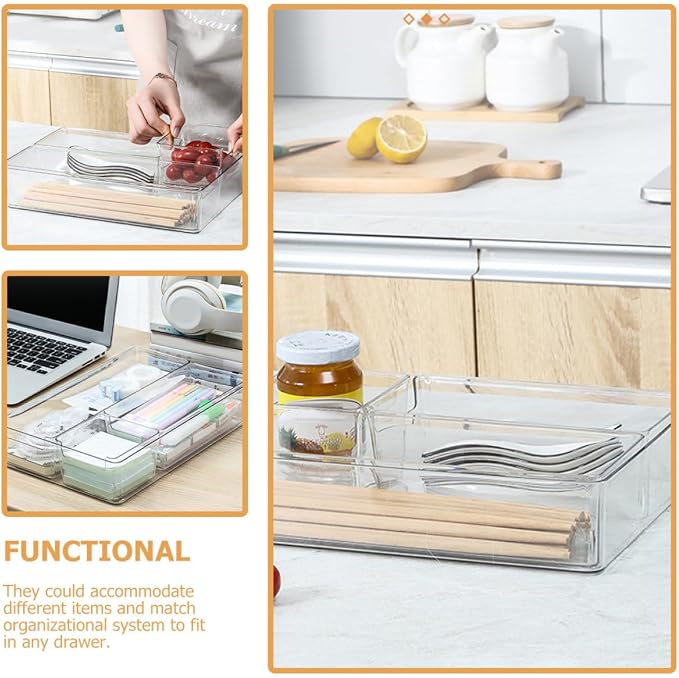 2pcs Pet Drawer Storage Boxes Small Medium Sundries Organizing Bins with Partition Dividers for Office Desk Accessories and Workspace Organization