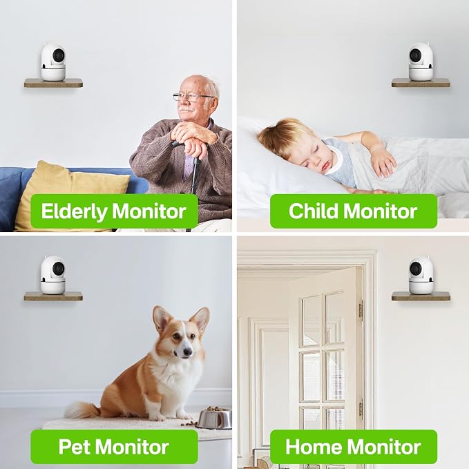 Aiweiwa 2 Pack Security Camera Shelf Wood Floating Mount with Cable Reserved, Universal for Better View in Bedroom, Bathroom, Kitchen, Living Room Wall Deck