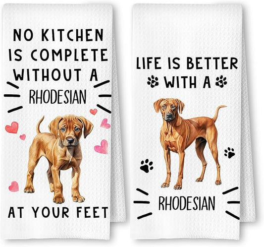 Rhodesian Dog Kitchen Towels, Rhodesian Ridgeback Gifts Dish Tea Towels for Kitchen Decor, Dog Lover Mom Dad Gifts Decorative Hand Towel, 16x24 Inches Set of 2
