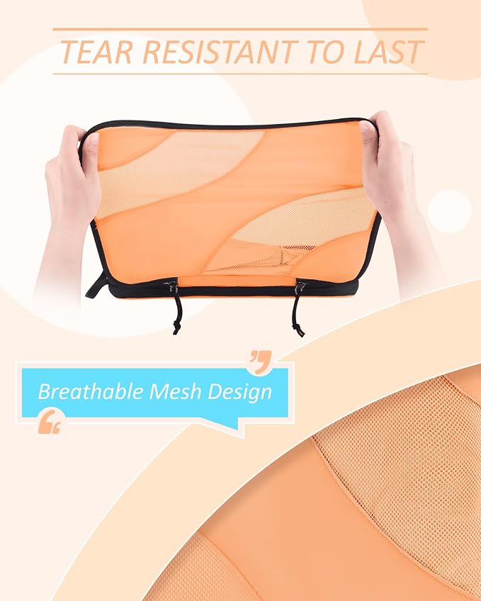 BAGSMART Compression Packing Cubes for Travel | Lightweight suitcase organizers bag set, space-saving double zipper expansion for carry-on luggage & travel organization