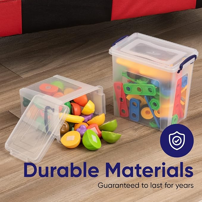 Superio 14.7 Quart Clear Plastic Storage Boxes with Lids, Stackable Organizer Containers, BPA-Free Storage Bins for Home, Office, School & Dorm, 4 Pack