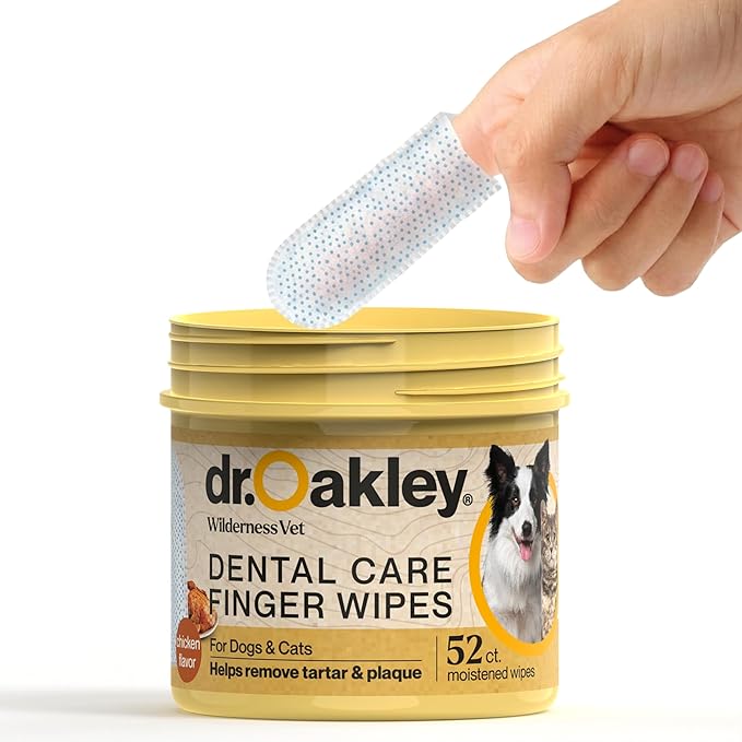Dr. Oakley Yukon Vet Pet Teeth Cleaning Wipes for Dogs & Cats Bad Breath & Plaque Removal (Chicken Flavor)