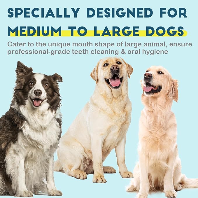 Dog Toothbrush Kit 4 Pack, Ultra Soft Dog Tooth Brush for Medium to Large Dogs & Cats, Pet Tooth Brushing Kit for Easy Dental Cleaning, Soft Bristles, 2 Black Wave Head & 2 White Flat Head