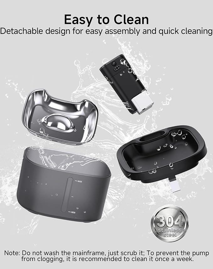Cat Water Fountain Cordless: Battery Operated 118oz/3.5L Pet Water Fountain for Cats Indoor with Motion Sensor, Cat Drinking Fountains with Stainless Steel Tray, Ultra Quiet, Easy-to-Clean