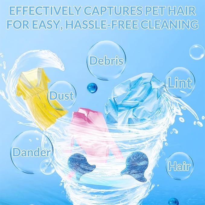 6 Pcs Pet Hair Remover for Laundry - Reusable Laundry Pet Hair Effectively Removes Fur Catcher Tool from Clothing for Washing Machines Dryers Easy to Use Clean