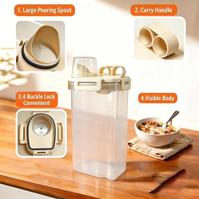 2 Lbs Small Cat Dog Food Storage Container for Bird Seed, Pet Food, 2 Pack | 2QT Versatile Dry Food Bin Portable Dispenser with Wide-Mouth Pour Spout for Rice, Flour, Cereal, Storage and Organization