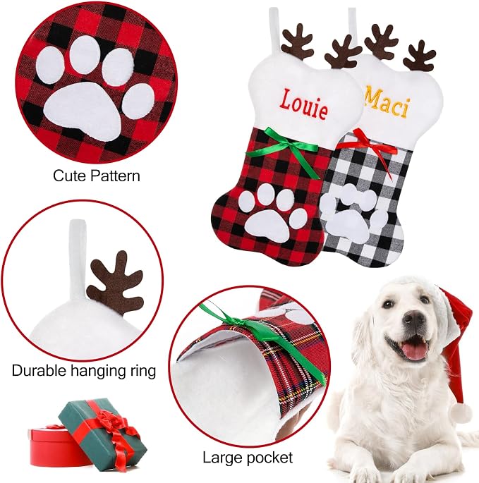 Personalized Christmas Stocking Large Custom Knitted Embroidered Name Xmas Stocking for Family Kids Pets Fireplace Party Decor
