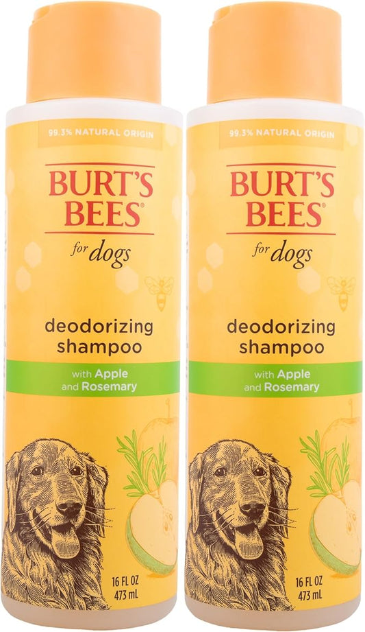 Burt's Bees for Pets Deodorizing Dog Shampoo with Apple and Rosemary, 95% Natural Origin, pH Balanced, Free of Sulfates, for Smelly Dogs, Gentle Dog Shampoo, 16 Fl Oz - 2 Pack