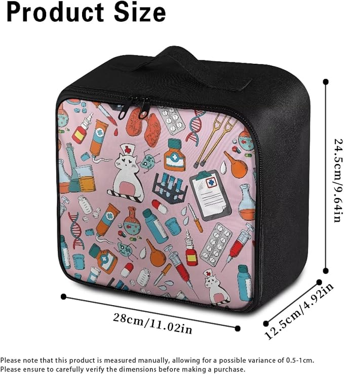 Nurse First Aid Bag Empty Medium Cat Pattern First Aid Pouches Empty Cute Empty Emergency Trauma Kit Organizer Bag for Hiking, Camping, Car, Travel, Home, School and Outdoor Pink