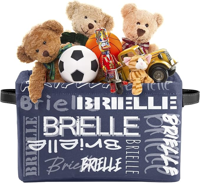 Personalized Storage Bins with Name Custom Kids Storage Basket Cubes Organizer with Handles for Organizing Boys and Girls Toys Shelf Closet Nursery Baskets Boxes, 1 Pack