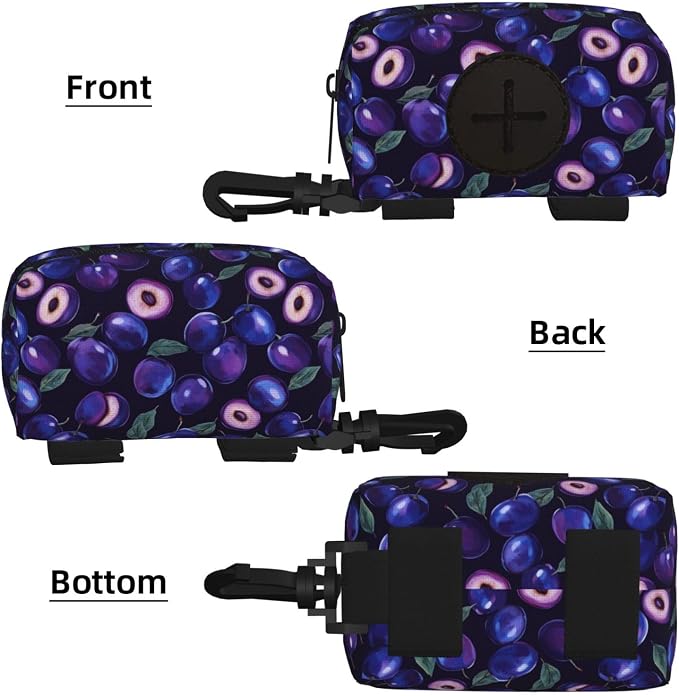 Plum Fruit Pet Waste Bag Dispenser 0.2L | Portable Dog Poop Holder Waste Bag With Zipper Park Doggy Walking Accessory