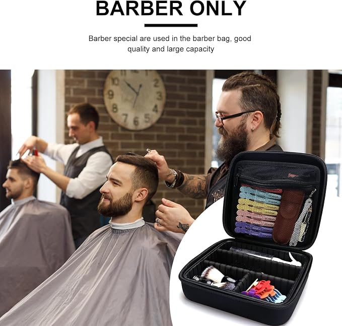 Barber Carrying Case,Barber Case, Stylist Tool Box Professional Salon Hair Cutting Grooming Kit Storage Organizer for Clippers, Scissors, Barber Supplies (Small)