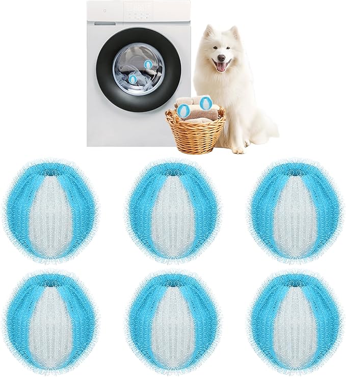 Newly Upgraded 2.1-in Pet Hair Remover for Laundry – Reusable Dog & Cat Hair Catcher for Washer & Dryer – Effective Lint & Fur Remover for Clothes & Bedding – Gentle on Fabrics, Eco-Friendly (Blue)