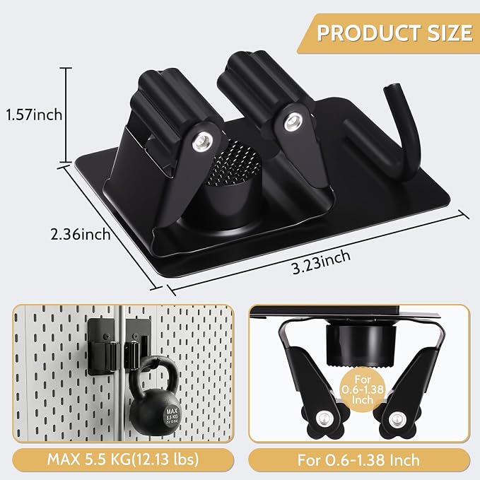 4pcs Magnetic Broom Holder Wall Mount, Black | 12.13lbs Heavy Duty, Mop and Broom Organizer, No Drill Tool Gripper, For Garage Home Office RV & Living Room