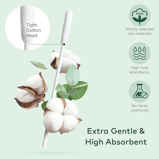 ARCA PET Cotton Swabs for Dogs and Cats - Cat & Dog Ear Cleaner Long Cotton Swab - Extra Long Stick, Cat & Dog Ear Cleaning Kit for Puppies and Pets, Multipurpose Pet Cotton Swabs for Ears (100 Buds)