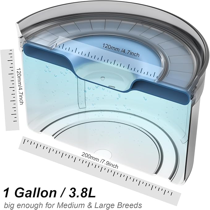 Techphardo 1Gallon No Spill Dog Water Bowl-3.8L Large Capacity, BPA-Free, Anti-Splash & Anti-Digging Design with Non-Slip Base, for Messy Drinkers