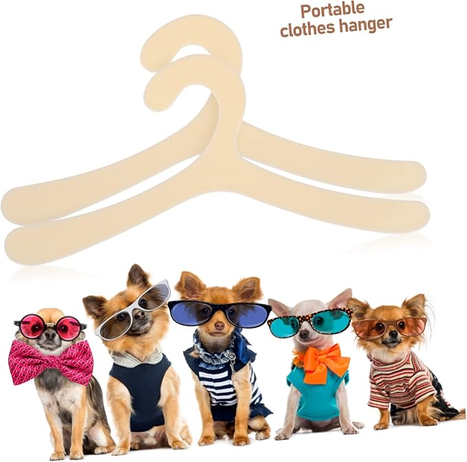PRETYZOOM 40 Pcs Pet Clothes Hangers Plastic Dog Cat Coat Drying Racks Beige Lightweight Reusable Organizer for Small Puppy Kitten Apparel Storage