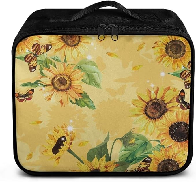 Rnyleeg First Aid Kit for College Dorm Sunflower Butterfly Print Empty First Aid Bag Portable Medical Kits for Outdoor, Boat, Camping, Hiking