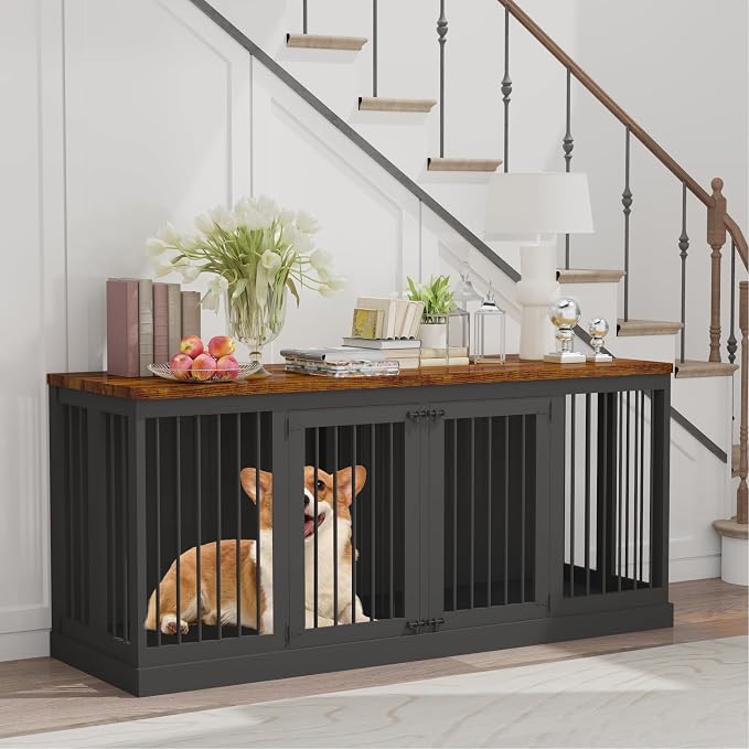 71 inch Extra Large Dog Crate Furniture Indoor Wooden Dog Kennel Furniture