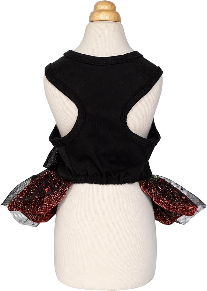 Fitwarm Halloween Skeleton Dog Dress, Funny Dog Halloween Costumes, Doggy Clothes for Small Dogs Girl, Pet Apparel, Black, Red, White, Small