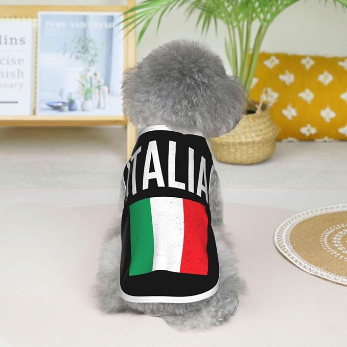 Vintage Italia Flags Dog Shirts Sleeveless Puppy Cotton T-Shirts