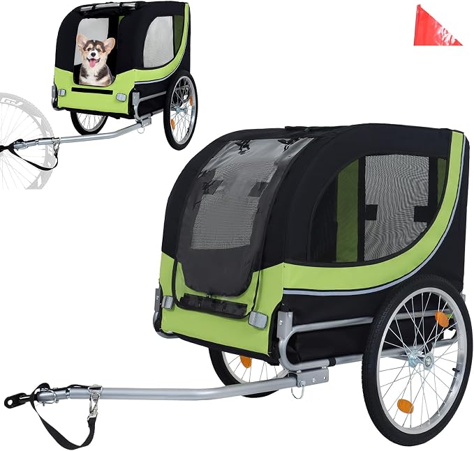 Large Dog Bike Trailer with 18.9" Wheels - 120LB Capacity Dog Trailer for Bike, Foldable Pet Bike Trailer for All-Terrain Cycling, Jogging & Camping