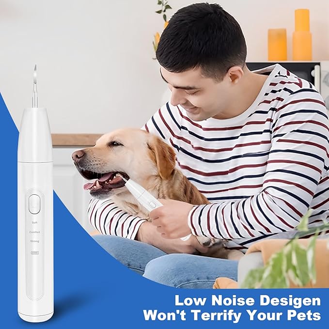 Dog Tooth Brushing Kit, Dogs Teeth Cleaning Kit with Led Light, 3 Modes Doggie Plaque and Tartar Remover, Dental Care for Cat,Low Noise Ultrasonic Dog Teeth Cleaner,Snow White