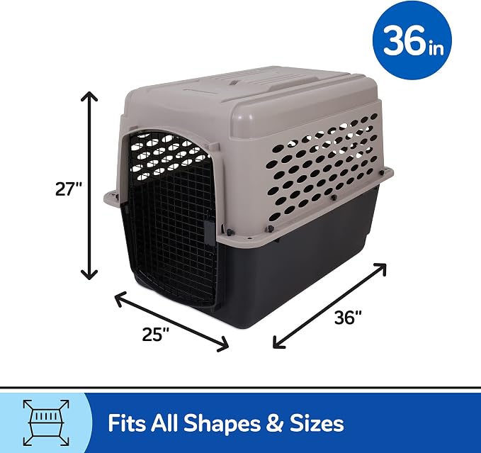 Petmate Vari Dog Kennel, Carrier for Large Dogs, 36in, Taupe and Black | Airline Friendly and Made of Durable Plastic, This Pet Crate Works Great for Home and Travel