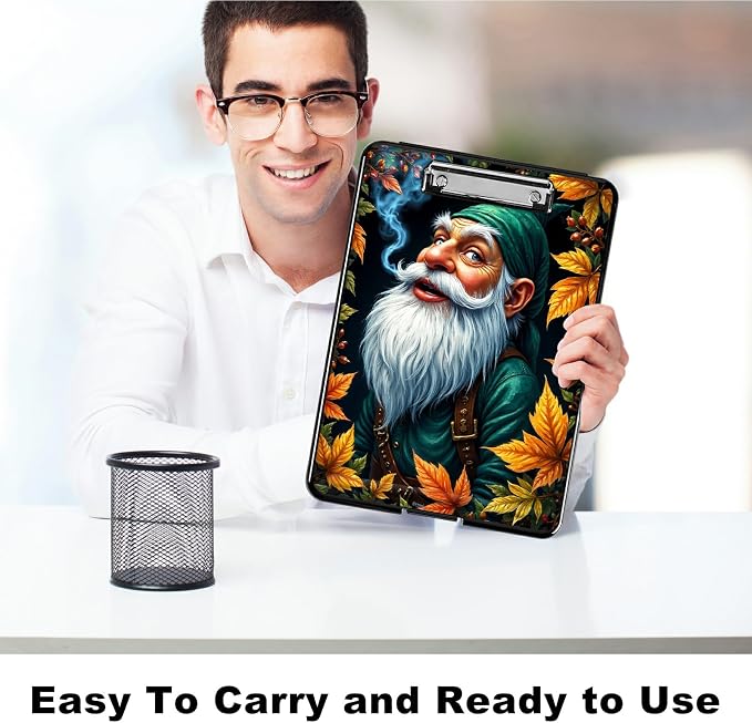 Heavy Duty Storage Clipboard, Slim Nursing Clipboard with Internal Pen Case, Portable File Organizer Case for A4 Letter Size Paper Office Medical Professionals, White Bearded Old Mman