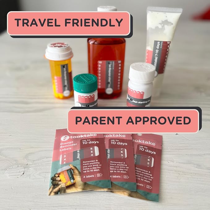 TOOKTAKE 10-Day Tracking Stickers for Vitamins & Medication in All Forms,Vitamin Organizer,Easy Pill Tracker,Daily Pill Organizer,Medicine Organizer,Weekly Pill Box,7 Day Week, AM/PM, Day & Night