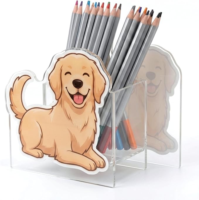 KIJ Custom Shaped Acrylic Pen Holder for Desk,Personalized Picture Pencil Cup Desk Organizer with Your Photo Custom Silhouette,Unique Office Supplies Desktop Stationery Makeup Brush Storage Holder