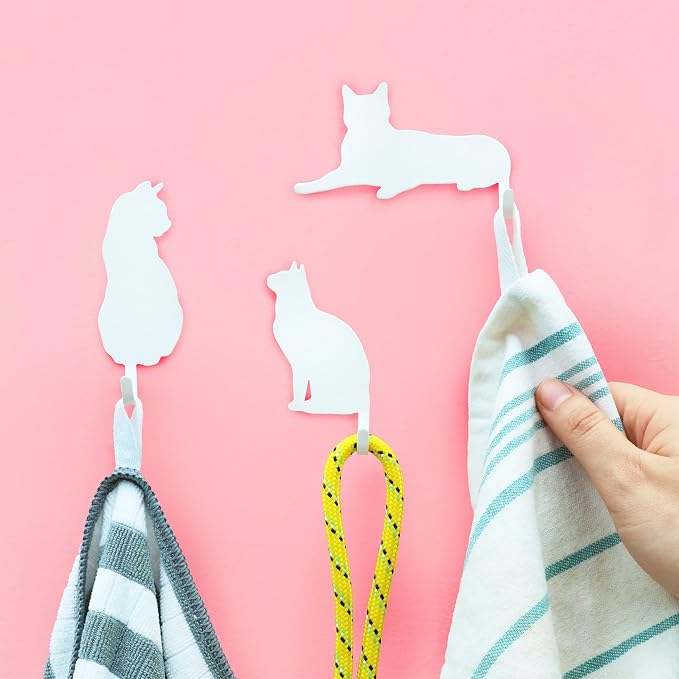 Suck UK Cat Hooks - Cat Keyholders - Novelty Gift for Pet Lovers - Decorative Metal Hangers for Keys Leashes Towels Pet Collars & Small Items - Multi Use Home Decor & Wall Hook Key Holder Organizer