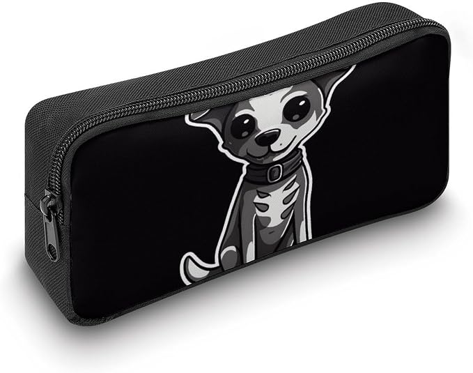 Pet Dog Stickers Large Capacity Pencil Case with Double Zipper - Aesthetic Stationery Pen Organizer Pouch, Portable Storage Bag for Office Supplies, Travel & Cosmetics