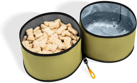 OllyDog Superbowl | Collapsible Dog Travel Bowl | 2 Compartment Food & Water | Foldable| Portable Dog Bowl | Hiking, Camping (Alchemy)