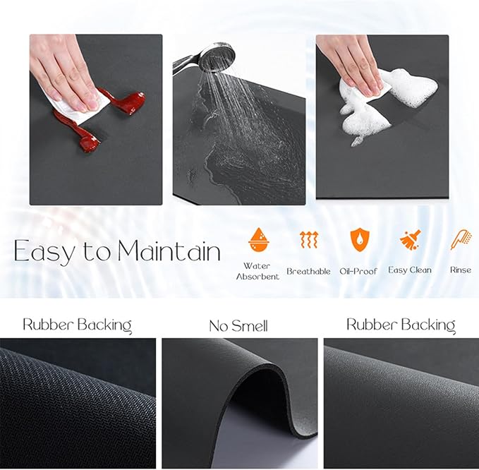 Under Sink Mats -(Cut-to-Fit) Absorbent Shelf Liner for Kitchen & Bathroom Cabinets, Quick-Dry Non-Slip Cabinet Protector, Waterproof Under Sink Pad for Leak Protection (Navy, 31''x 20'')