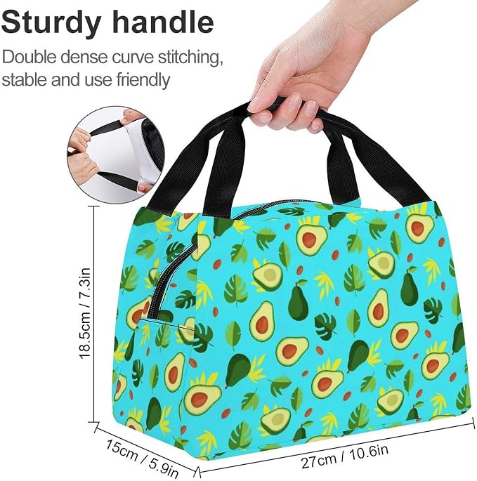 Insulated Tote Bag, Avocado Leaf Green | Lightweight Spacious Lunch Cooler Bag, Leak Proof, for Camping Office, Multi Functional Lunch Box Organizer