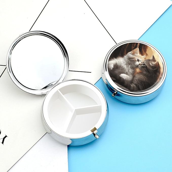 Pill Box Portable Small Pets Pill Case Cute Pill Organizer for Vitamins Supplements